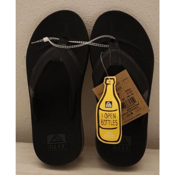 Reef Unisex Men's Sz 7 Women's Sz 8.5 Black Fanning Low Back Slip On Sandals - Picture 1 of 8